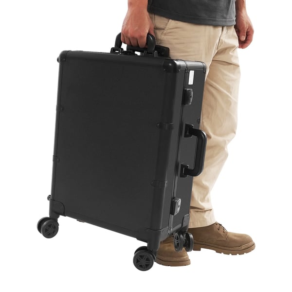 Makeupkuffert - Rullende trolley med spejl - 56 cm - 8x5W LED-pærer - 12V - Bæreevne 50 kg - Aluminium - Sort
