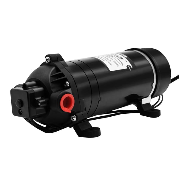 Vandpumpe - Membranpumpe - 220V - Selvsugende - 160 PSI - 5,5 L/min - EU-stik - Til autocamper/campingvogn/båd - Sort
