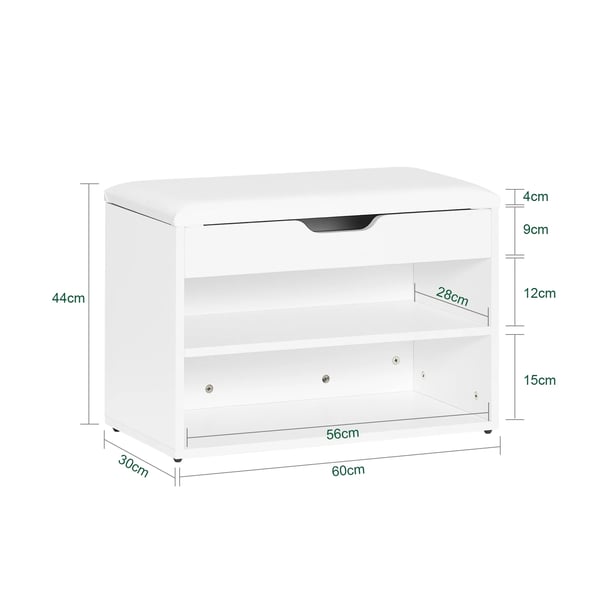 Skobænk med siddeplads og skoreol - FSR25-HG - Træ - Minimalistisk moderne - 60×43×30 cm - Samling kræves - Multifarvet