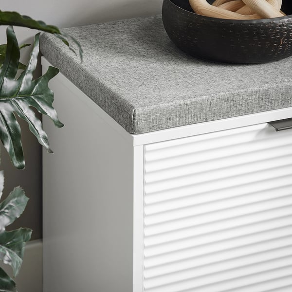 Skobænk - Skoskab med siddeplads - 2 rum - Moderne minimalistisk - Samles - Hvid