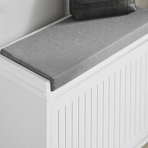 Skobænk med opbevaring - FSR98 - Vippeklap - Sædehynde - Bambus - 62 x 46 x 26 cm - Hvid