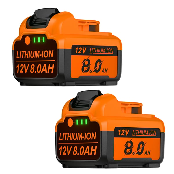 Vara-akku DCB126/DCB127/DCB120:lle - 12 V Li-ion - 8000 mAh - 18650-kennot - 2 kpl - Harmaa