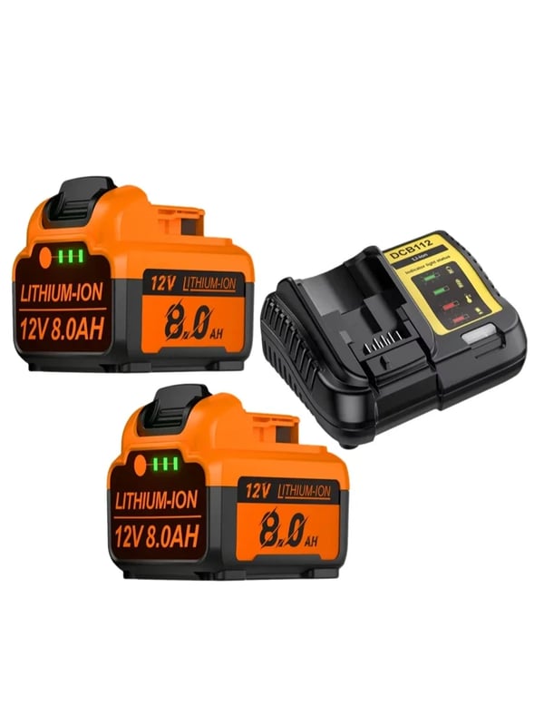 Akkusetti - Li-ion 12 V työkaluakku - 8000 mAh - Yhteensopiva DCB126/DCB127/DCB120 - 2 akkua + laturi - Pinkki Akkusetti - Li-ion 12 V työkaluakku - 8000 mAh - Yhteensopiva DCB126/DCB127/DCB120 - 2 akkua + laturi - Pinkki