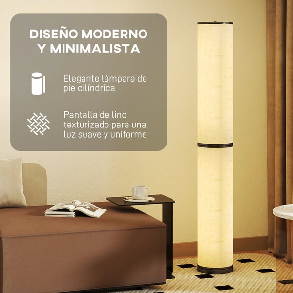 LED-lampa - Golvlampa - Dimbart - Färgtemperatur 3000–6000K - Magnetisk fjärrkontroll - Timer - 21–30 W - Rostfritt stål - Beige