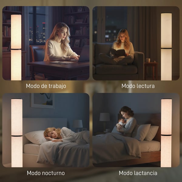 LED-lampa - Golvlampa - Dimbart - Färgtemperatur 3000–6000K - Magnetisk fjärrkontroll - Timer - 21–30 W - Rostfritt stål - Beige