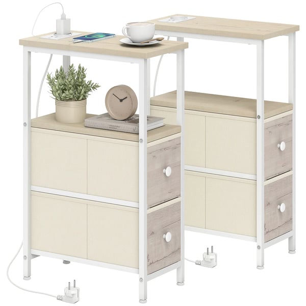 Sidobord - Soffbord - Rektangulärt - 20x40x63 cm - Trälaminat & stål - Minimalistisk modern - Naturträ