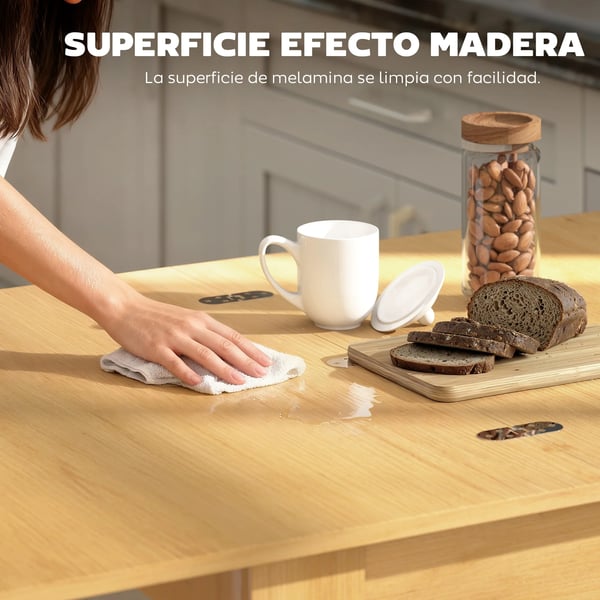 Matbord - Utdragbart - 70–140x80 cm - Rektangulärt - Melaminbelagt trä & stål - För 6 personer - Naturträ