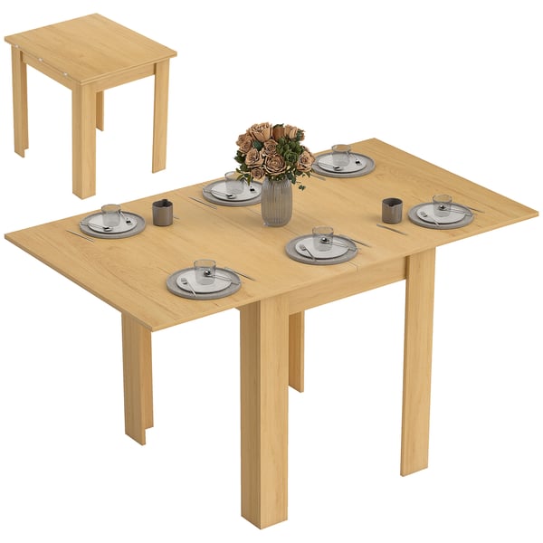 Matbord - Utdragbart - 70–140x80 cm - Rektangulärt - Melaminbelagt trä & stål - För 6 personer - Naturträ