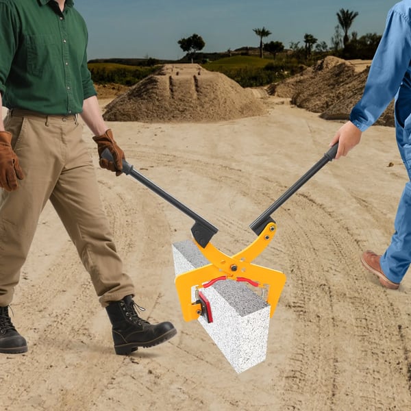 Stenløfteklemme - Pladeløfter - 325 kg Kapacitet - Justerbar Åbning - Ergonomiske Håndtag - Manganstål 235, PU - Plastbelagt - Gul