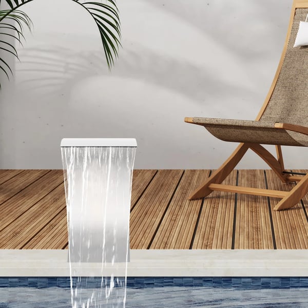 Fontændyse - Vandgardin/Vandfald Dyse - 60×30 cm - 304 Rustfrit Stål - Til Pool & Havedam - Sølv