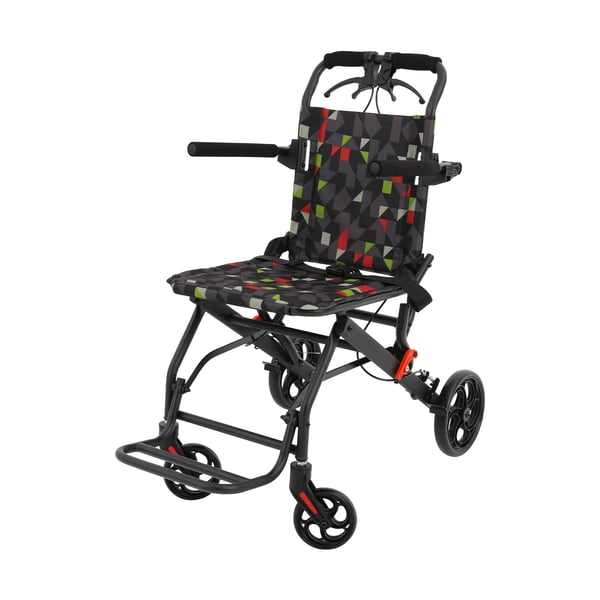 Transportkørestol - Sammenklappelig - 100 kg Maks. belastning - 270° Justerbart Armlæn - Kulstofstål - 8,93 kg - Fodstøtte