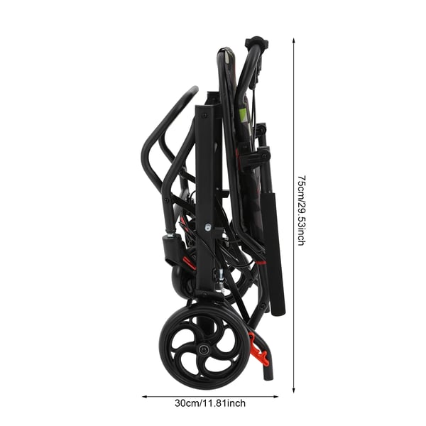 Transportkørestol - Sammenklappelig - 100 kg Maks. belastning - 270° Justerbart Armlæn - Kulstofstål - 8,93 kg - Fodstøtte