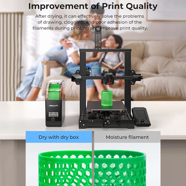 Filamenttørrer til 3D-printer - Filament Dryer Box 2.0 - 220V EU-stik - Realtids fugtovervågning - Filamentopbevaring - Sort