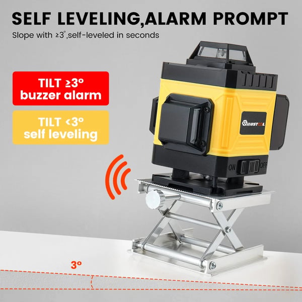 Lasertasain Ristiviivalaser - 4D16 - 16 Viivaa - 360° Itsetasaava - Punainen/Sininen/Vihreä Laser - Tarkkuus 0,2 mm/m - IP54 - Akku Mukana