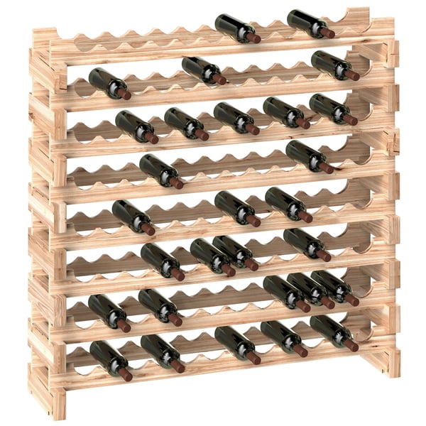 Vinställ & vinhylla - Trä, 8 nivåer - 96 flaskor - Belastning 100 kg - 114×28×113,5 cm - För kök/bar - Ljusgul
