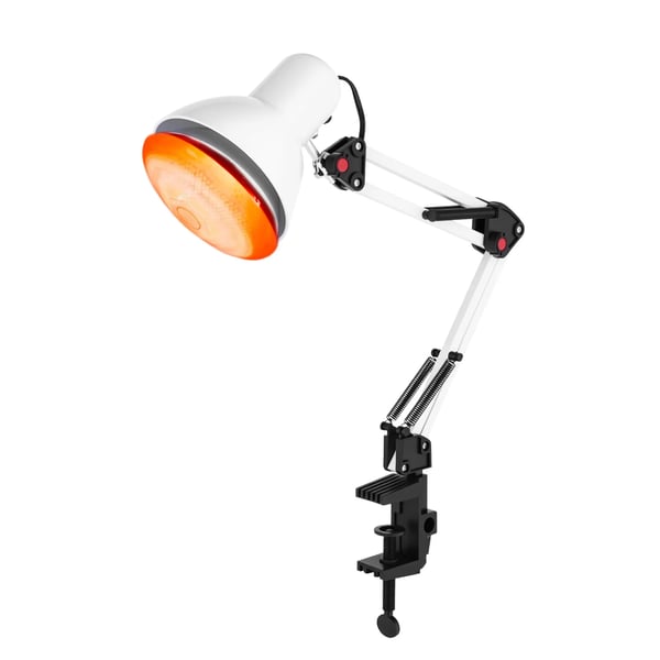 Infrarød varmelampe - Bordterapilampe - Effekt 150 W - Justerbart 360° hoved - Fatning E27 - EU-stik 220 V - Hvid