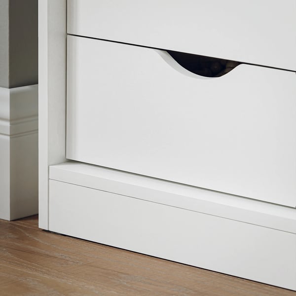 Skobænk med sæde - Skoskab - 2 skydedøre - Smalt design - Træ - Moderne minimalistisk - Hvid