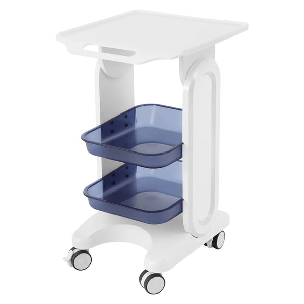 Salongsvagn/Medicinvagn - 3 Hyllplan - Polykarbonat (PC) - Med Handtag - 44×36×76 cm - Brickor 33×28×5 cm - Blå