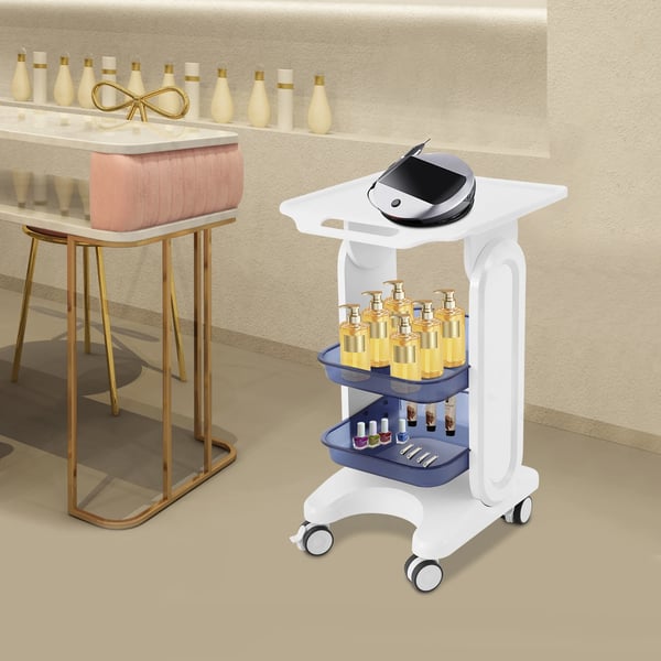 Salonvogn/Medicinvogn - 3 Niveauer - Polycarbonat (PC) - Med Håndtag - 44×36×76 cm - Bakker 33×28×5 cm - Blå