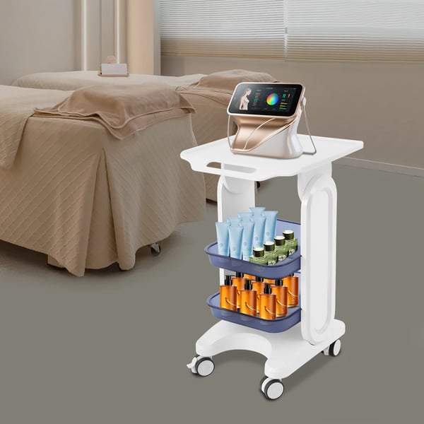 Salonvogn/Medicinvogn - 3 Niveauer - Polycarbonat (PC) - Med Håndtag - 44×36×76 cm - Bakker 33×28×5 cm - Blå