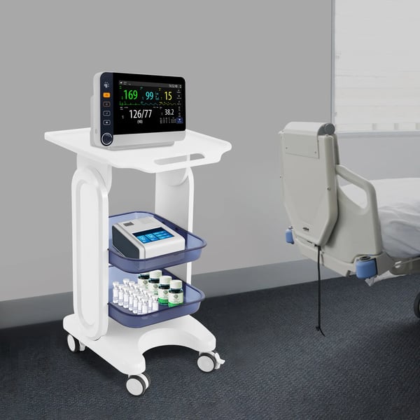 Salonvogn/Medicinvogn - 3 Niveauer - Polycarbonat (PC) - Med Håndtag - 44×36×76 cm - Bakker 33×28×5 cm - Blå