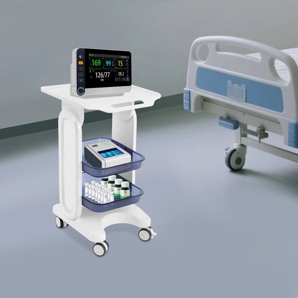 Salonvogn/Medicinvogn - 3 Niveauer - Polycarbonat (PC) - Med Håndtag - 44×36×76 cm - Bakker 33×28×5 cm - Blå
