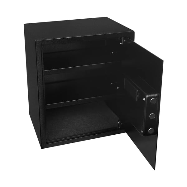 Elektronisk pengeskab - Se-45-EF digital brandsikkert pengeskab - Stål - Kode + nøgle - 38×31×45 cm - Hjem og kontor - Sort