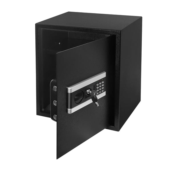 Elektronisk pengeskab - Se-45-EF digital brandsikkert pengeskab - Stål - Kode + nøgle - 38×31×45 cm - Hjem og kontor - Sort