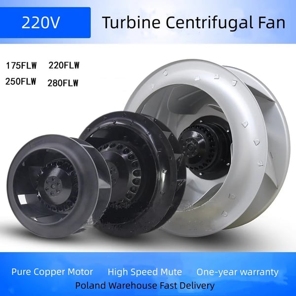 Radial/centrifugalblæser - 175FLW2 - 220V AC - 60 W - Lavt Tryk - Børstet Motor - Industrielt Brug - Guld