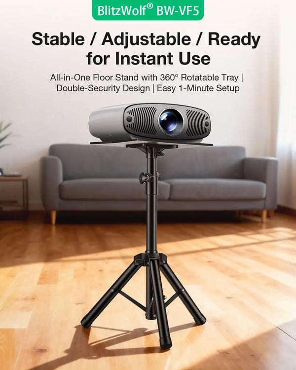 Projektorstativ - Tripod - Justerbar Højde 89–156 cm - Bakke 37×26,5 cm - Stabil Fod - Sammenklappelig - Sort