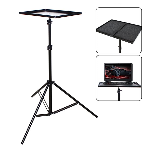 Laptopstander - Stativ/Holder - Højdejusterbar 69–190 cm - Sammenklappelig - Stålbakke 39×29 cm - Maks 5 kg - Skridsikre puder - Sort