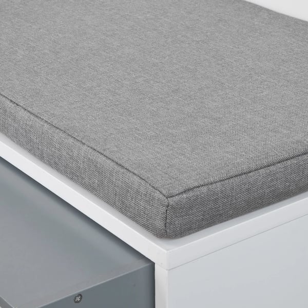 Skobænk med siddepude - Entrebænk - 1 Skuffe - Opbevaring Til Sko - Træ - 80x46x35 cm - Minimalistisk Moderne - Montering Kræves - Hvid