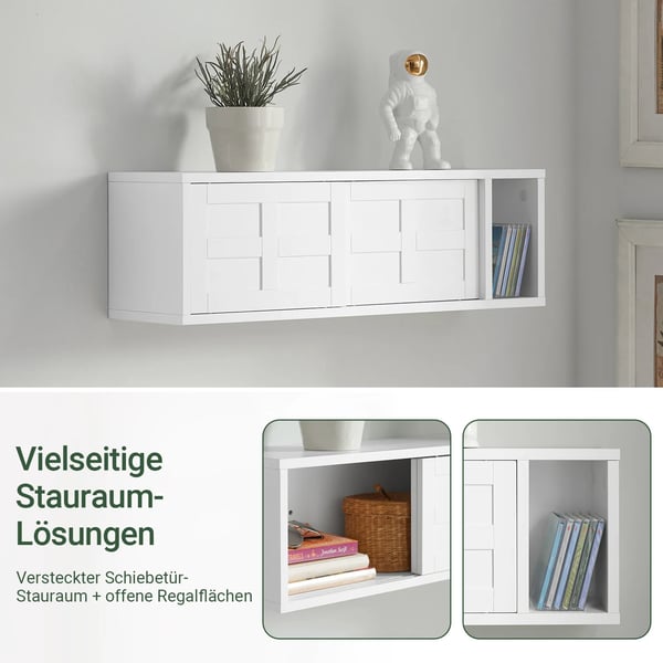 Seinänaulakko - Seinäkaappi liukuovilla - Lokero/hylly - Moderni tyyli - Itsekoottava - 75×23×20 cm - Valkoinen