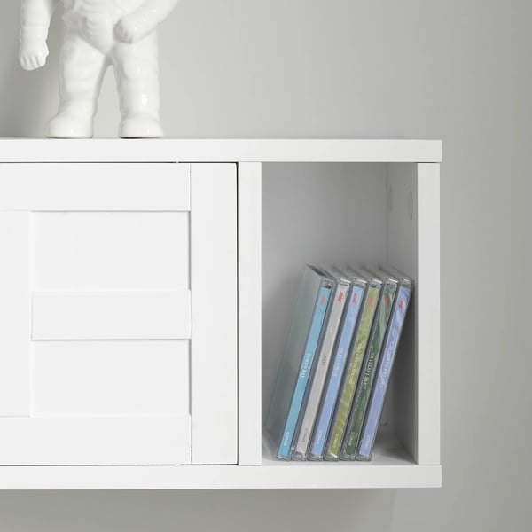 Væghængt knagerække - Vægskab med skydedøre - Med rum/hylde - Moderne stil - Samling kræves - 75×23×20 cm - Hvid