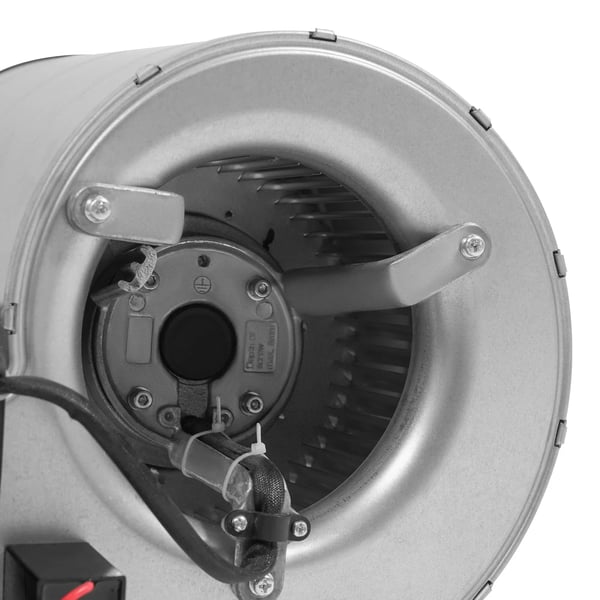 Centrifugalblæser - F-64 - AC 220 V - Effekt 150 W - Tre kuglelejer - Lav støj - Hastighed 1300 rpm - Luftmængde 840 m³/h - Sølv