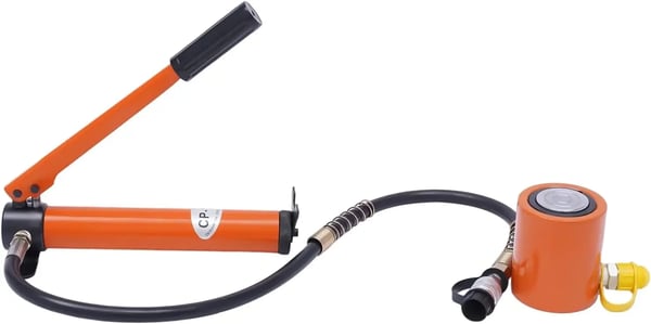 Hydraulikcylinder - Sæt med håndpumpe - Kapacitet 20 ton - Slaglængde 50 mm - Tryk op til 70 MPa - Orange