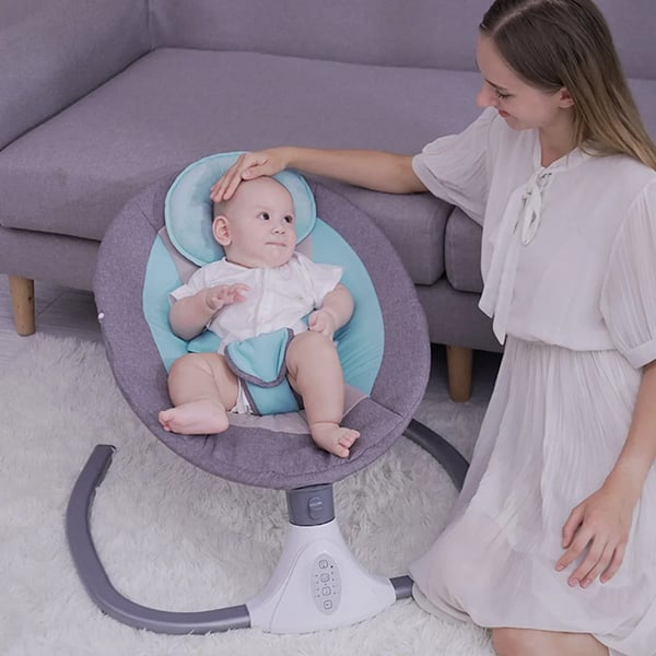 Babygynge - Elektrisk vugge/vippestol - Automatisk gyngefunktion - Op til 20 kg - 0–2 år - Blå