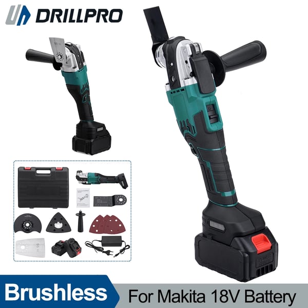 Oscillerende Multiværktøj - Trådløs Renoveringsmaskine - Børsteløs Motor - 18V System Med 2 Batterier - Skæring & Beskæring - Brun