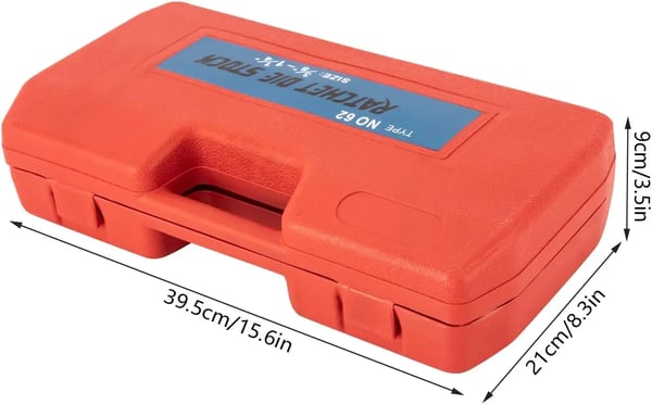 Rörgängsats - Handhållen rörgängare - 5 gänghuvuden 0,95/1,27/1,91/2,54/3,18 cm - Högkolstål - Elektropläterad, härdad - Röd