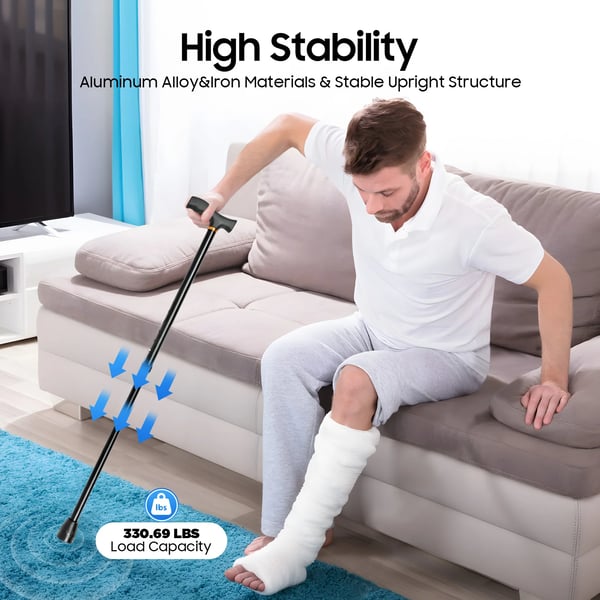 Gangstok - Ergonomisk model - Bølget håndtag - Støtte ved nedsat mobilitet - Unisex - Til ældre