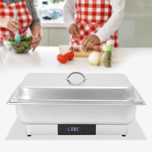 Buffetvarmer - Elektrisk chafing dish - 9 L kapacitet - Touchskærm - 600 W hurtig opvarmning - Justerbar temperatur - Til fester & catering
