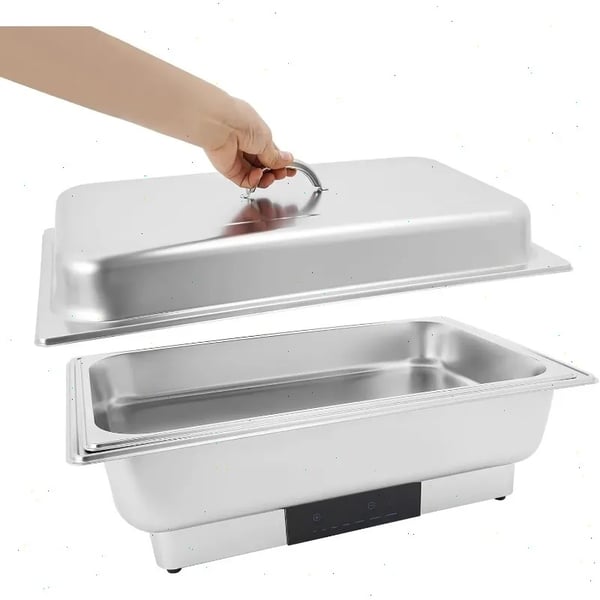 Buffetvarmer - Elektrisk chafing dish - 9 L kapacitet - Touchskærm - 600 W hurtig opvarmning - Justerbar temperatur - Til fester & catering