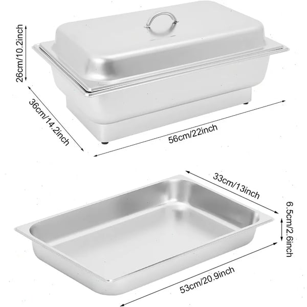 Buffetvarmer - Elektrisk chafing dish - 9 L kapacitet - Touchskærm - 600 W hurtig opvarmning - Justerbar temperatur - Til fester & catering