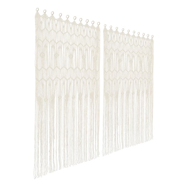 Makramé dörrdraperi - Väggbonad/Backdrop - Set med 2 - Mått 100x200 cm - Polyester/bomull - Boho dekoration - Vit