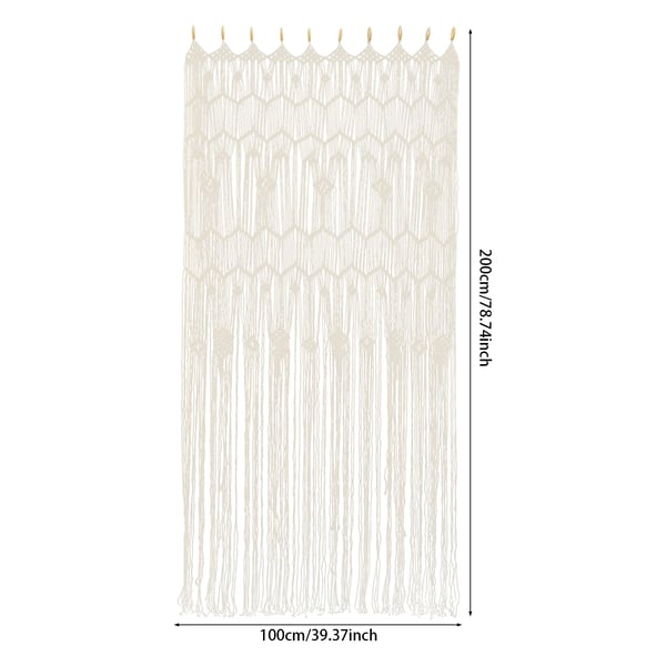 Makramé dörrdraperi - Väggbonad/Backdrop - Set med 2 - Mått 100x200 cm - Polyester/bomull - Boho dekoration - Vit