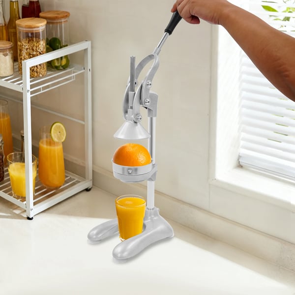 Manuel juicer/citruspresser - Håndpresser - 304 rustfrit stål - Spidst & fladt hoved - Til køkken & juicebar - Sølv