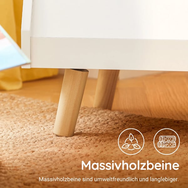 Børnebogreol - Legetøjshylde - 5 rum - Massive træben - Træ - 86×78×36 cm - Selvmontering - Elfenbensfarvet