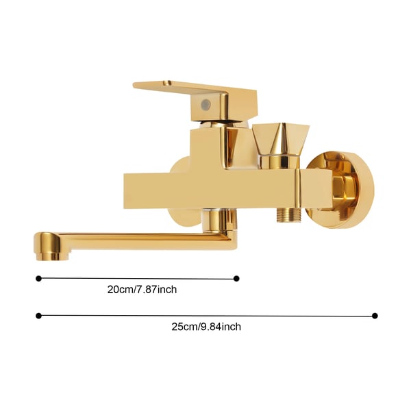 Brusesæt - Vægmonteret brusearmatur - ABS + kobber + silikone - 2 veje - Håndbruser 4 stråler - Tud 20 cm - G3/4 (1,9 cm) - Guld