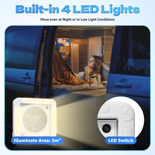 Matkailuauton/vaunun kattotuuletin - Kattoikkuna - 12 V - 10 lapaa - 5–35 m³/min - LED (4) - ABS - Vedenpitävä - Valkoinen