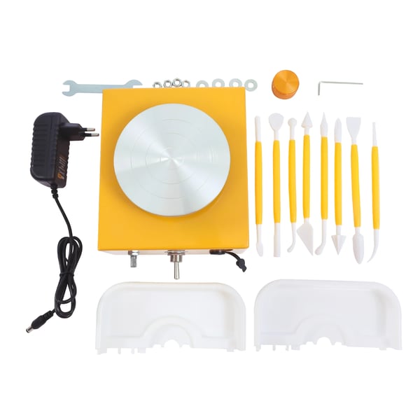 Elektrisk mini drejeskive - Pottemagerhjul bordmodel - 10 cm plade - 0–2000 omdr./min - 24 W - 100–240 V - Aluminiumsplade - Max 1 kg